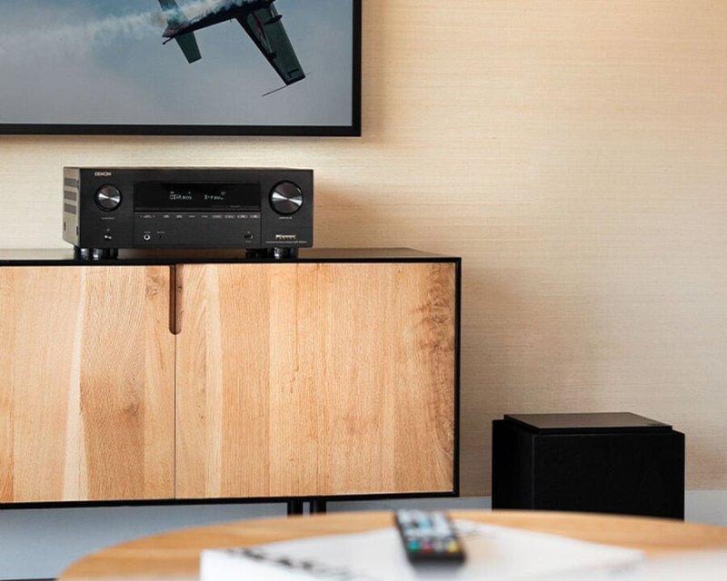 Denon AVC-X3800H AV Receiver Black — lifestyle, on furniture