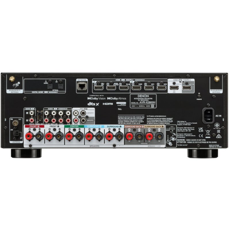 Denon AVR-X2800H AV Receiver Black — rear panel