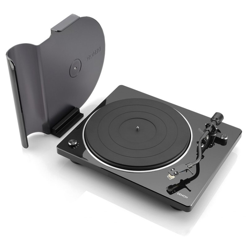 Denon DP-400 Turntable Black with dust cover open