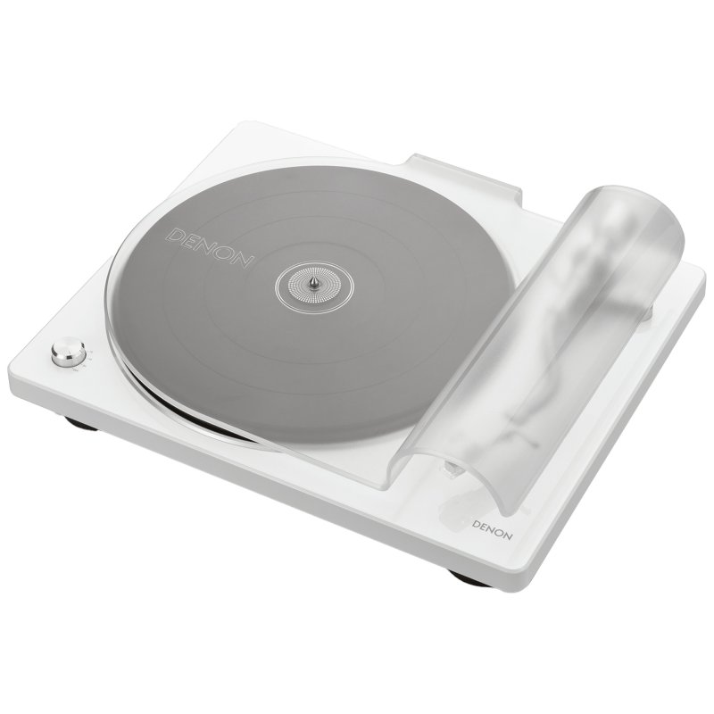 Denon DP-400 Turntable White with dust cover closed