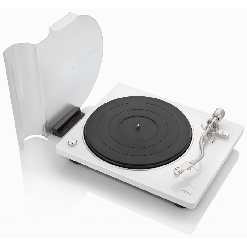 Denon DP-400 Turntable White with dust cover open
