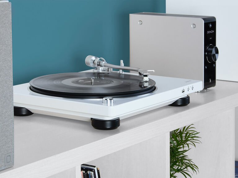 Denon DP-450USB Turntable White — lifestyle scene