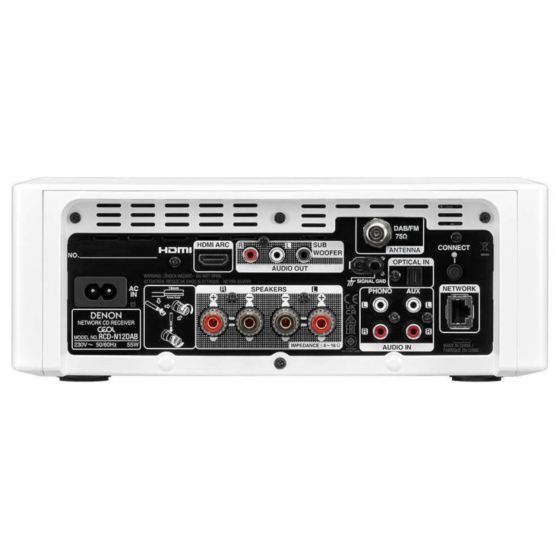 Denon CEOL RCD-N12DAB Network CD Receiver White — rear panel