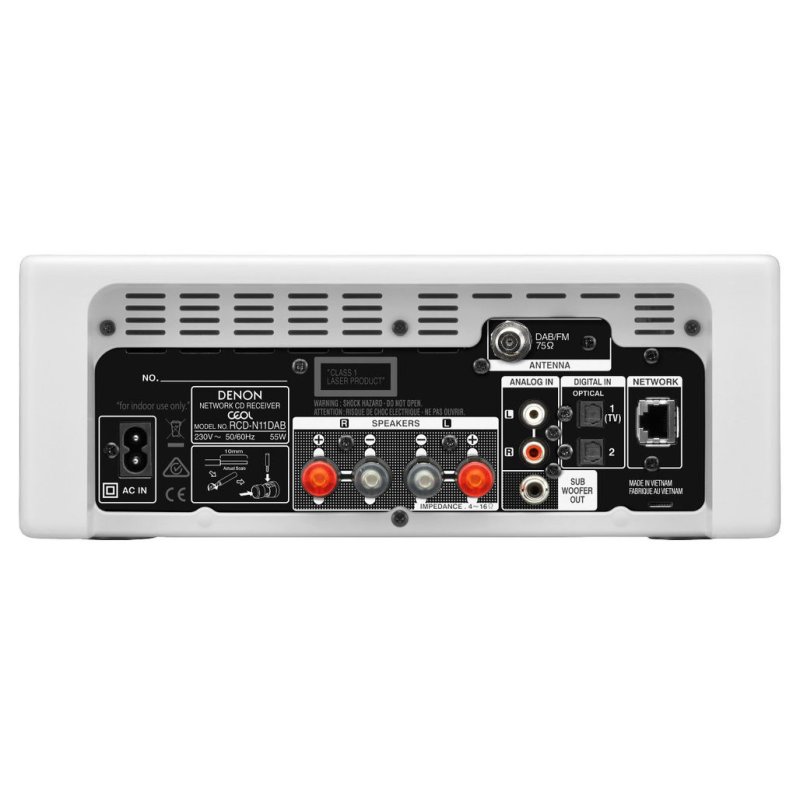 Denon CEOL RCDN11 Network CD Receiver White — rear panel