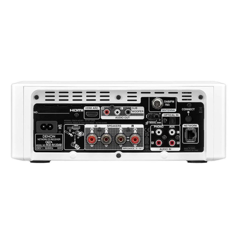 Denon CEOL RCD-N12 Network CD Receiver White — rear panel