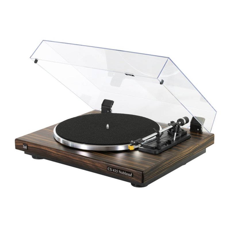 Dual CS 435-1 Noblesse Makassar Automatic Turntable — three-quarter view (dust cover open)
