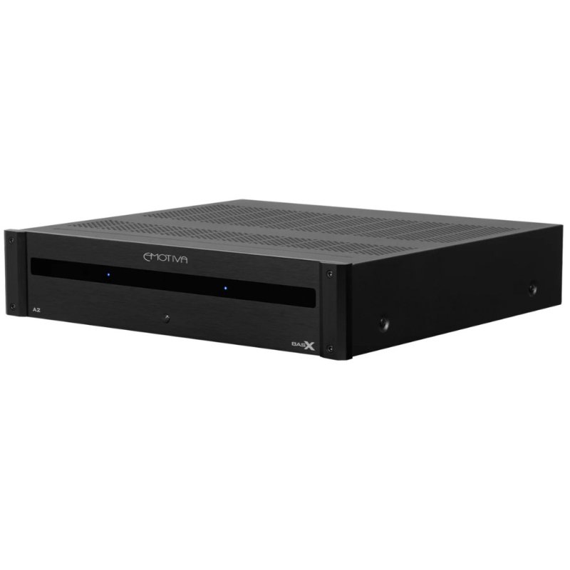 Emotiva BasX A2 Stereo Power Amplifier — angled front view