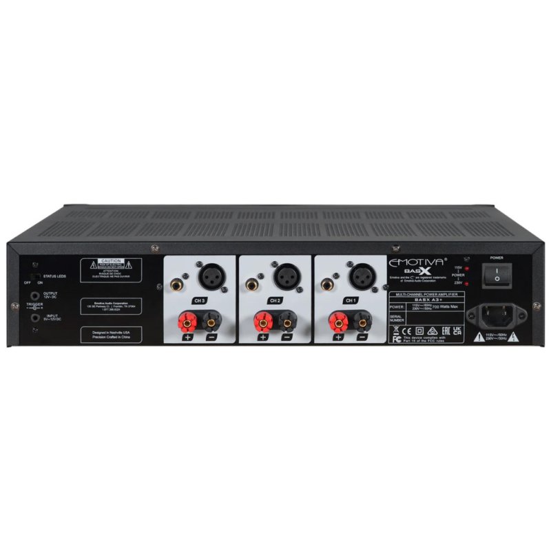 Emotiva BasX A3+ Three-Channel Power Amplifier — rear panel