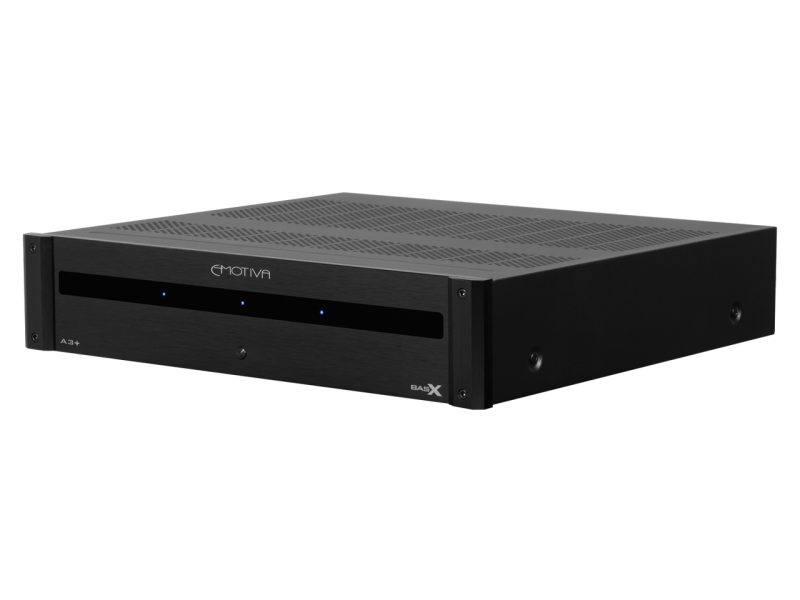 Emotiva BasX A3+ Three-Channel Power Amplifier — angled ISO view
