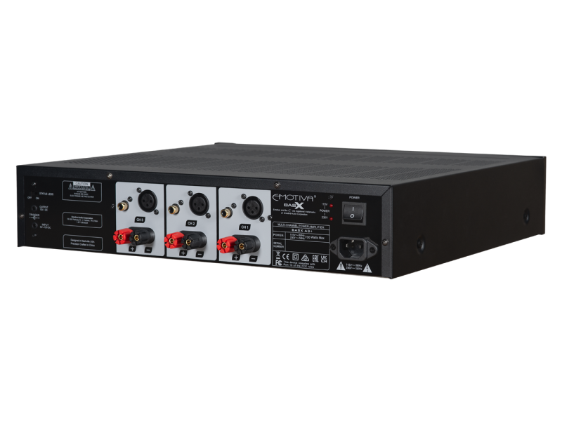 Emotiva BasX A3+ Three-Channel Power Amplifier — rear ISO view