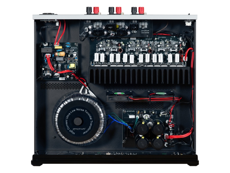 Emotiva BasX A3+ Three-Channel Power Amplifier — internal top view with cover removed
