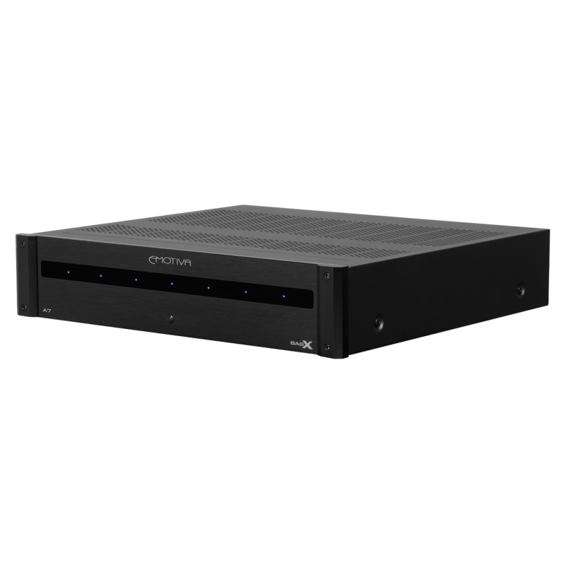 Emotiva BasX A7 Seven-Channel Power Amplifier — angled front view