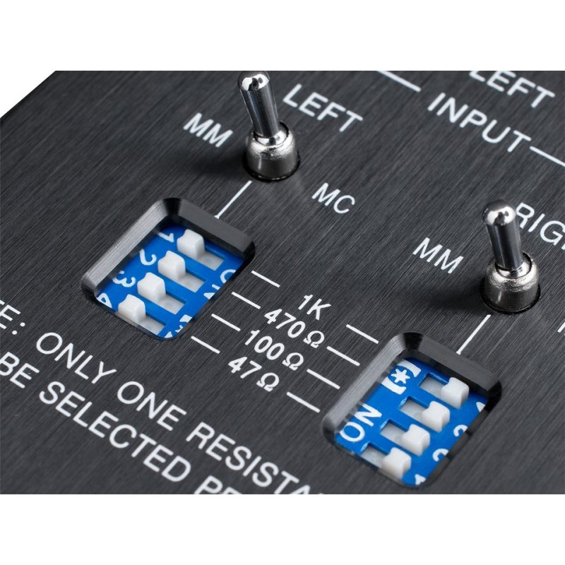 Emotiva XPS-1 Phono Preamplifier — MC impedance DIP switches detail