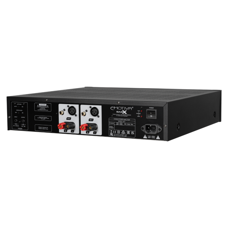 Emotiva BasX A2+ Stereo Power Amplifier — rear angled view