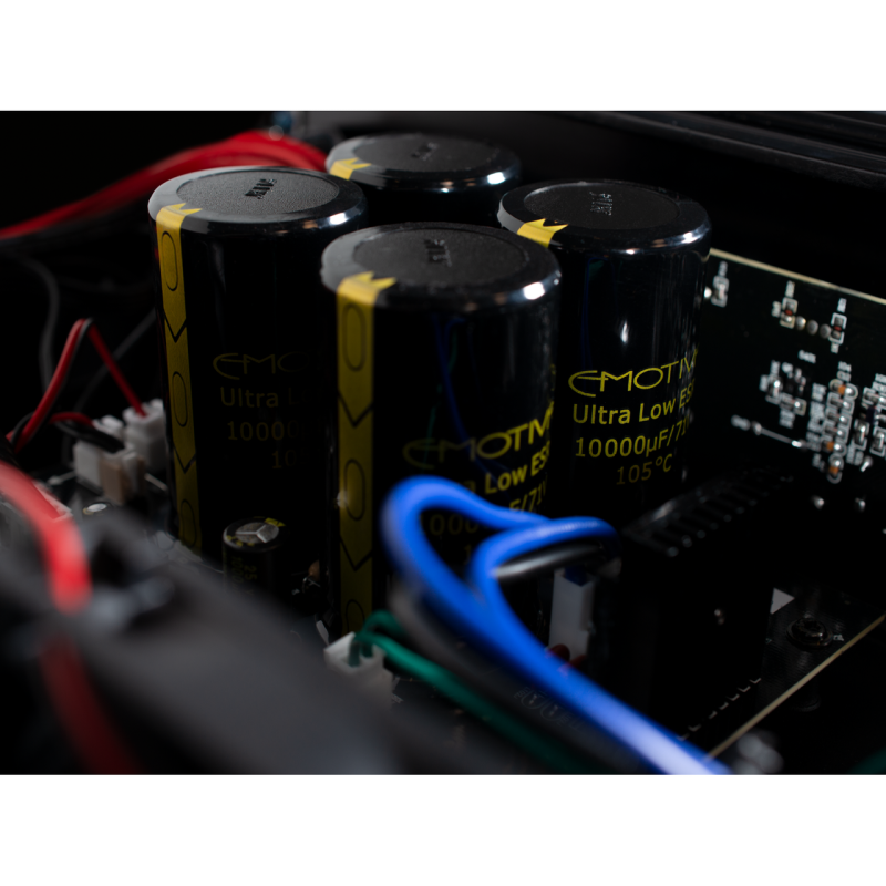 Emotiva BasX A2+ Stereo Power Amplifier — capacitor bank close-up