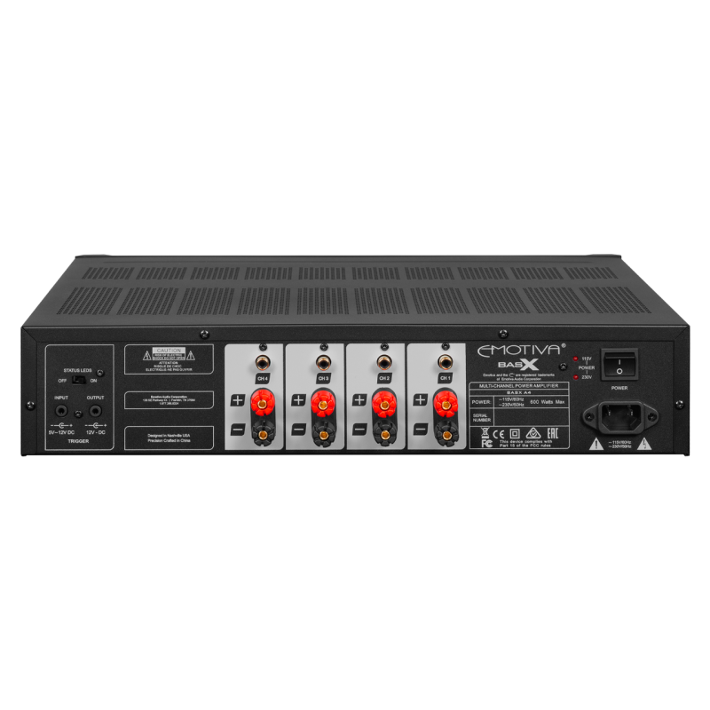 Emotiva BasX A4 Four-Channel Power Amplifier — rear panel