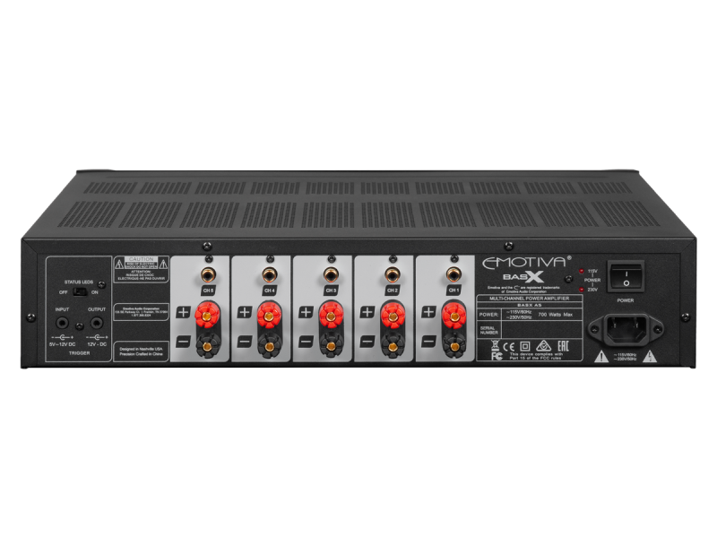Emotiva BasX A5 Five-Channel Power Amplifier — rear panel