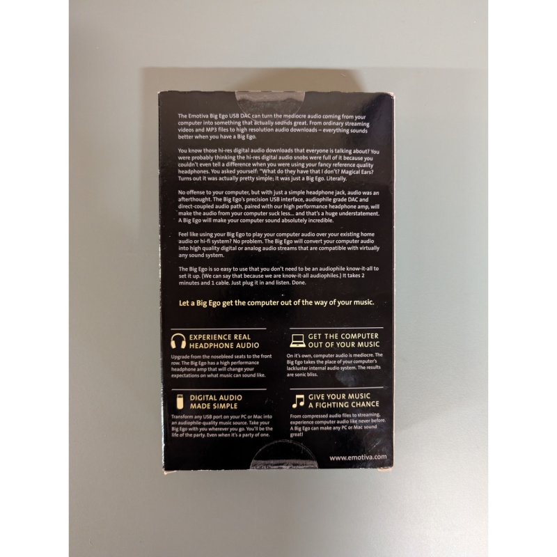 Warehouse Deal | Emotiva Big Ego USB DAC — packaging rear