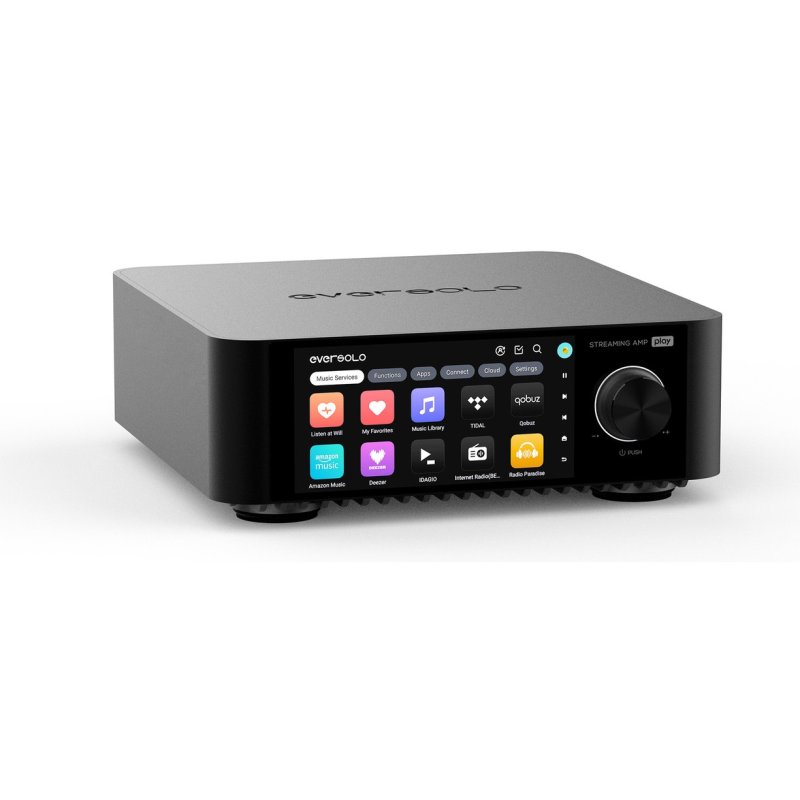 EverSolo PLAY Streaming Amplifier Black angled view