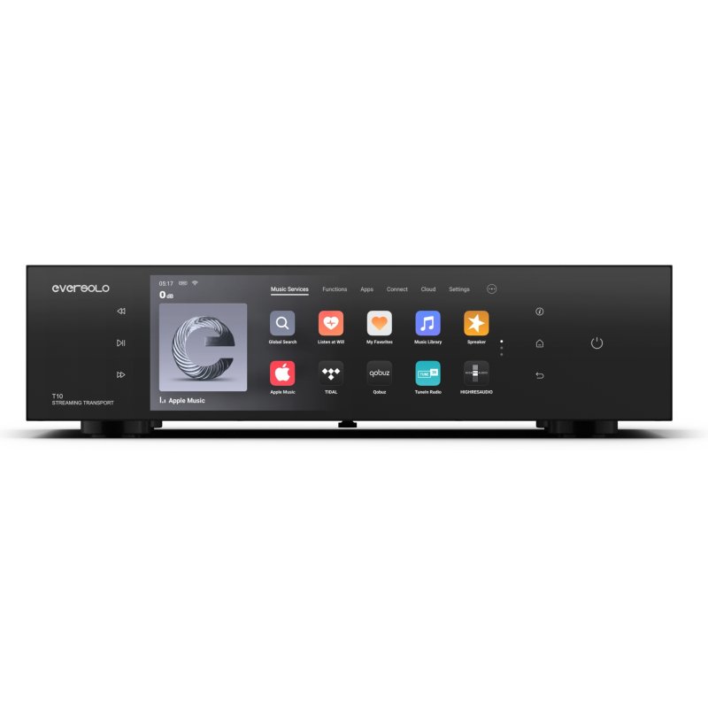 EverSolo T10 Streaming Transport front with home screen