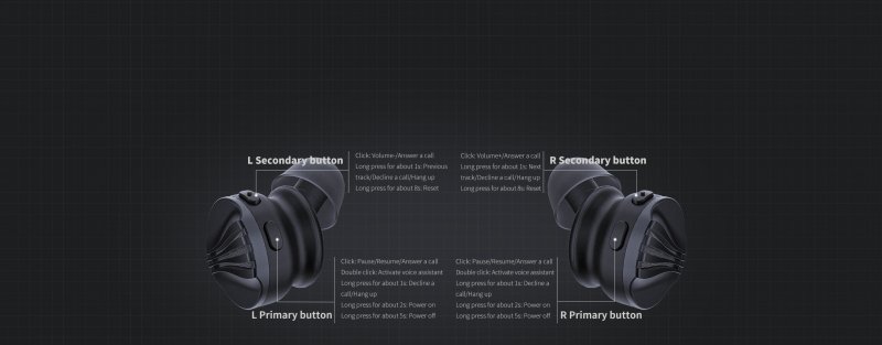 FiiO FW5 - button layout and controls diagram
