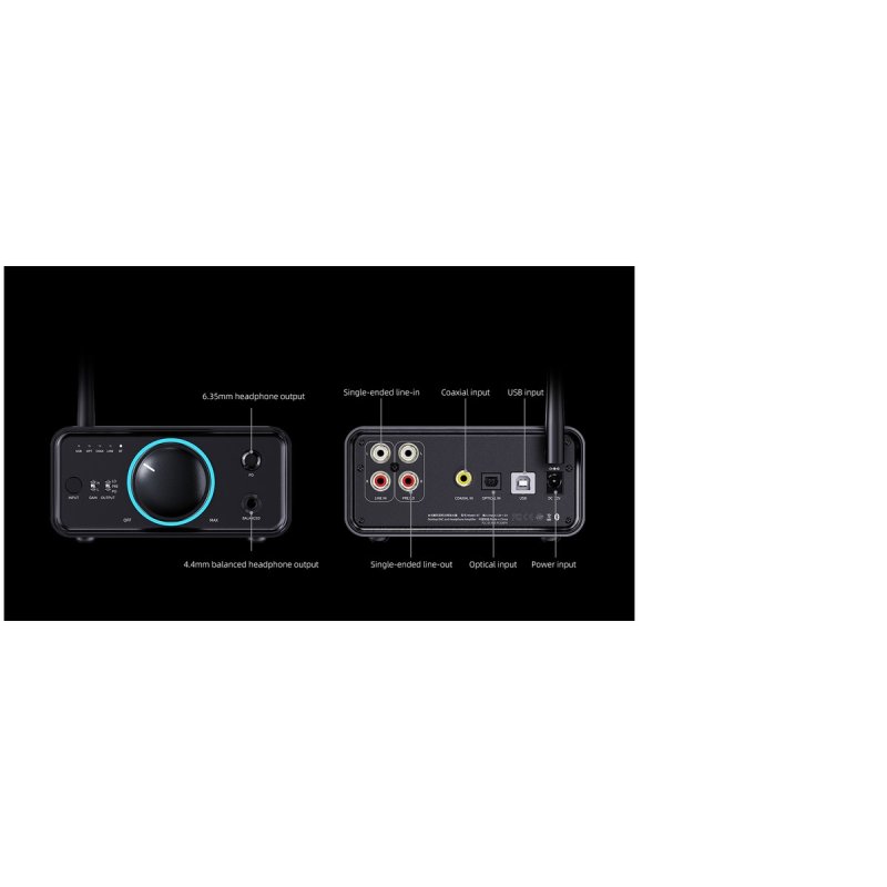 FiiO K7 Bluetooth Edition - labelled front and rear panels