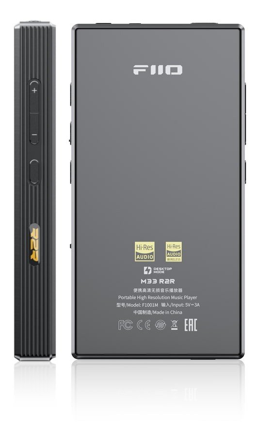 FiiO M33 R2R Digital Audio Player Black - Rear and Side View