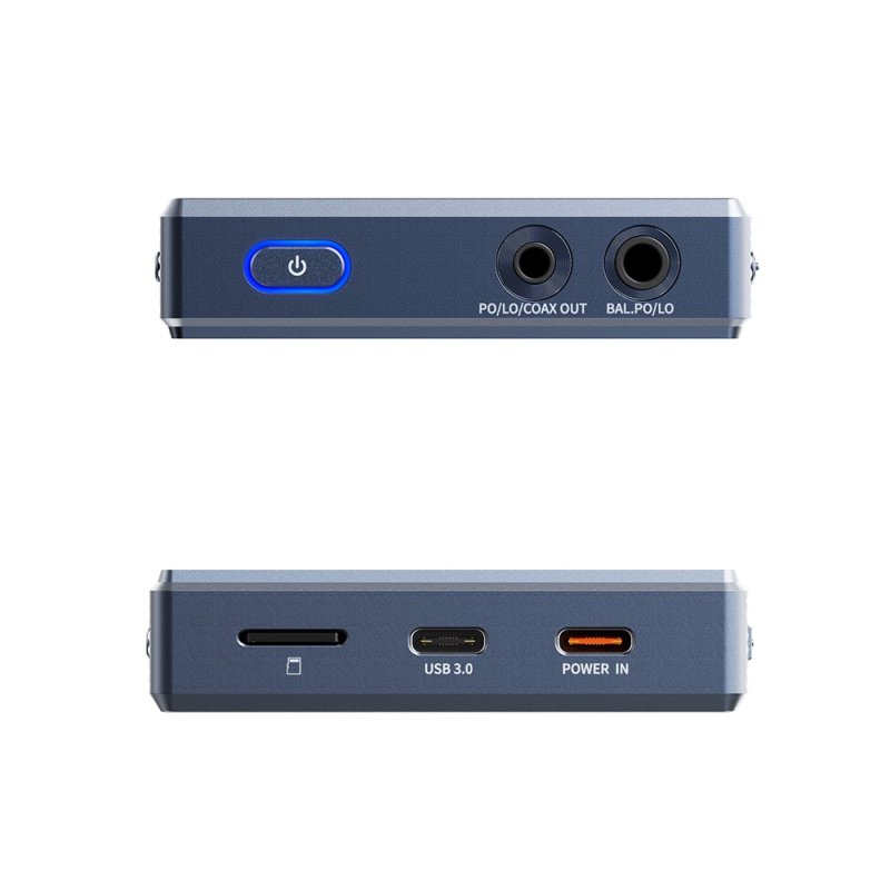 FiiO M33 R2R Digital Audio Player Dark Blue - top and bottom ports