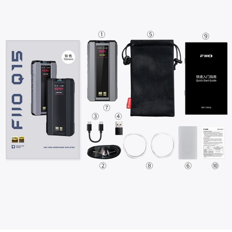 FiiO Q15 box contents and accessories