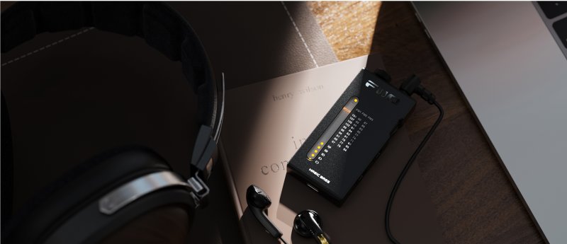 FiiO RR11 Black - Lifestyle with headphones on desk