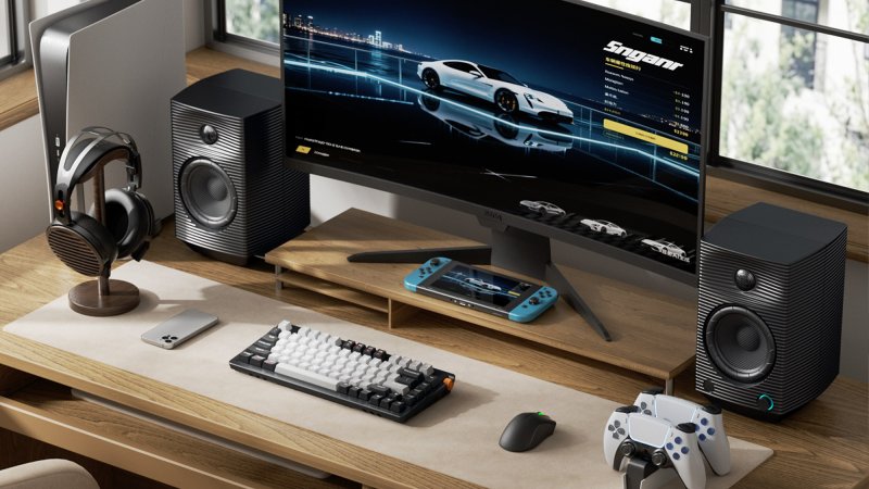 FiiO SP5 Active Desktop Speakers in a desktop studio setup