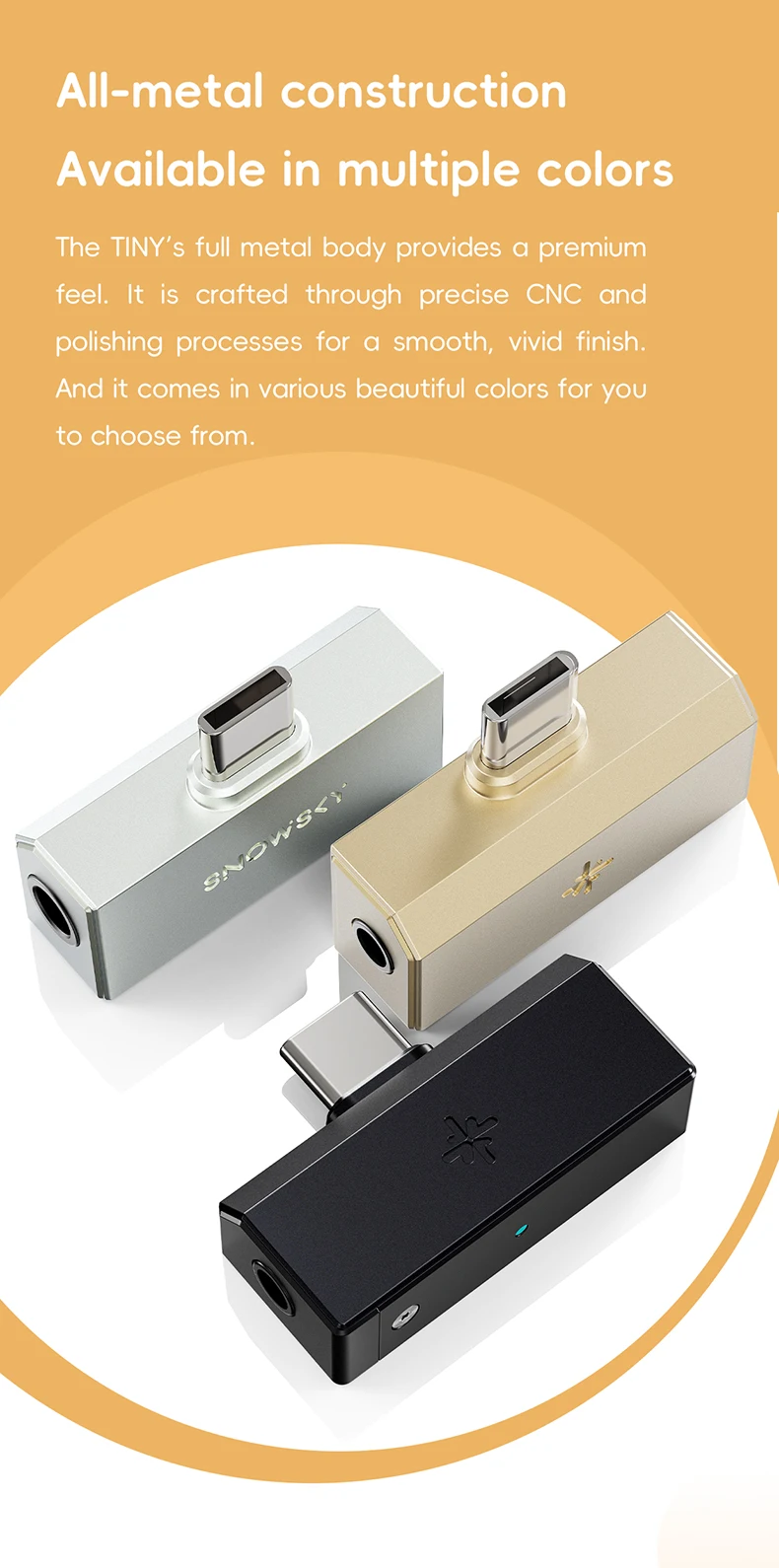 FiiO Tiny B - All-metal CNC construction in multiple colours