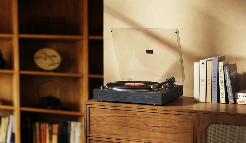 FiiO TT11 Turntable Black in a home listening environment