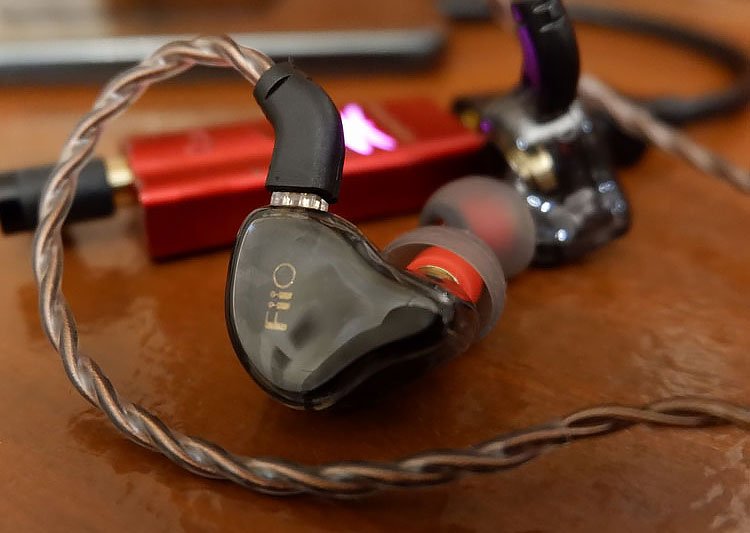 FiiO FH3 In-Ear Monitor - shells close-up with DAC