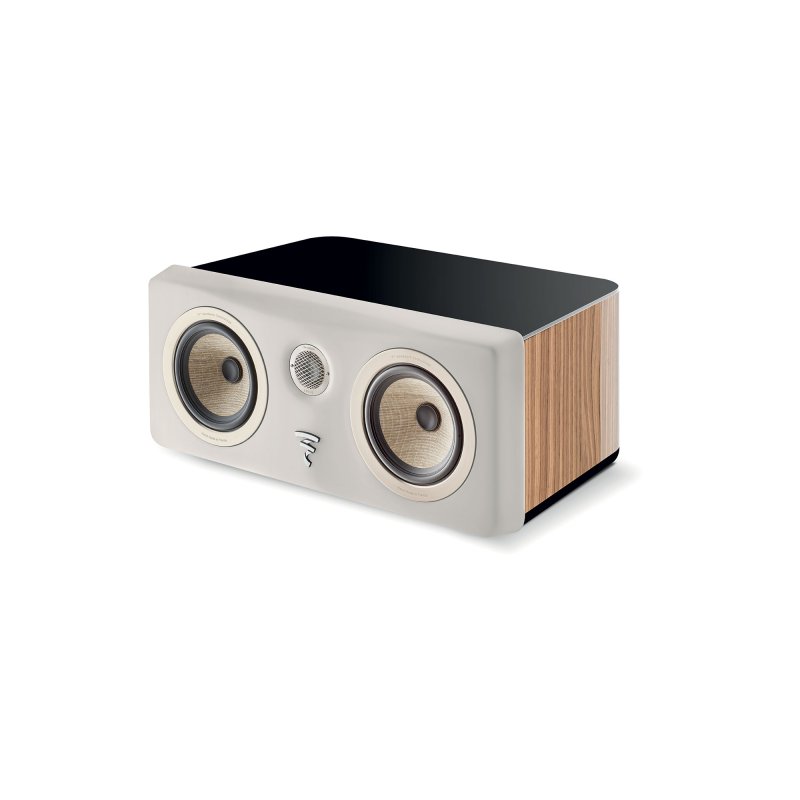 Focal Kanta Centre Speaker Walnut Ivory Baffle drivers angled view