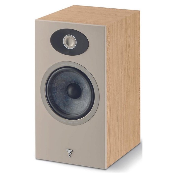 Focal Theva N1 Light Wood bookshelf speaker angled view