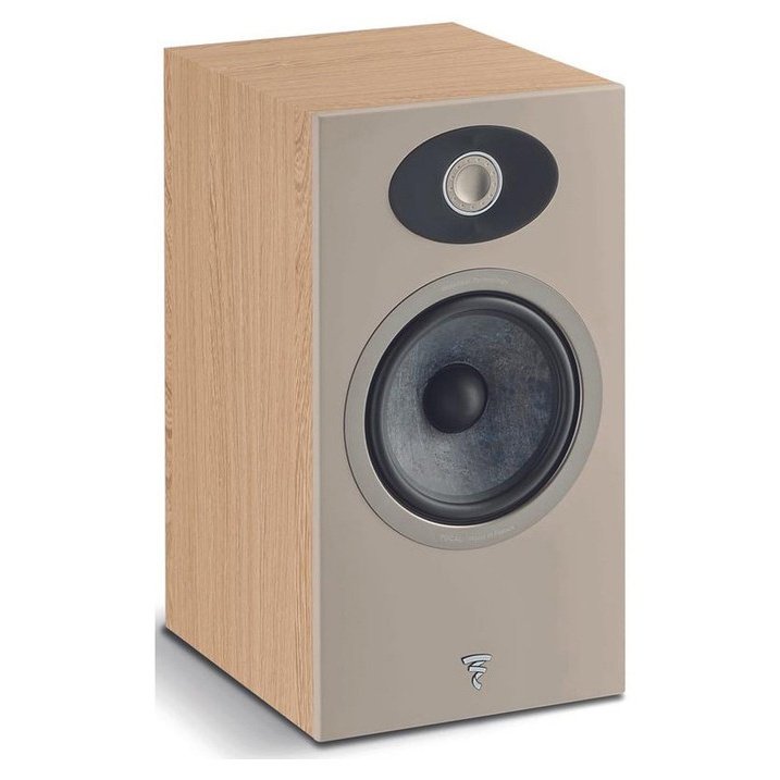 Focal Theva N1 Light Wood bookshelf speaker showing Slatefiber driver