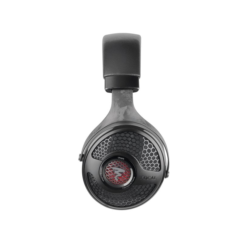 Focal Utopia 2022 earcup honeycomb grille and forged carbon yoke detail