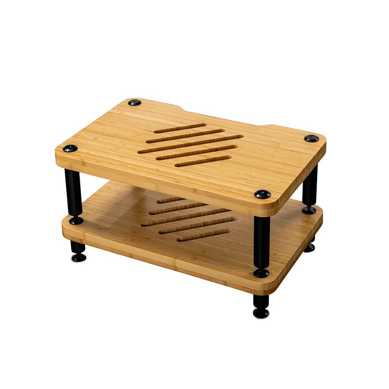 Forged Audio APEX two-tier rack with an upper module bolted to the base platform