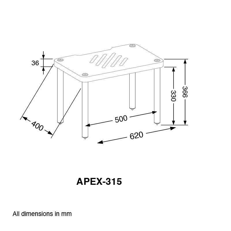 Forged Audio APEX-315 Dimensions