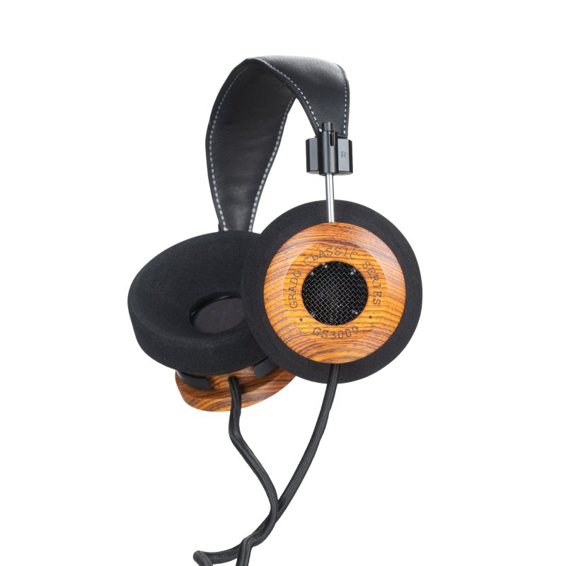 Grado GS3000 Classic angled view showing cocobolo housing and Gold headband