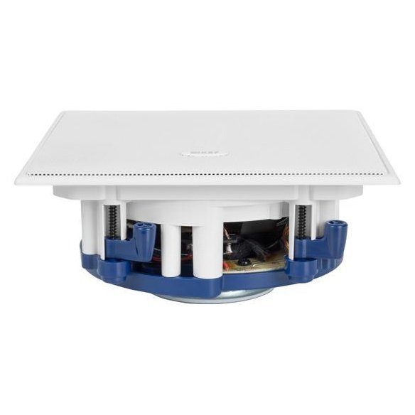KEF Ci130.2CS in-ceiling speaker side profile with grille fitted showing mounting clamps