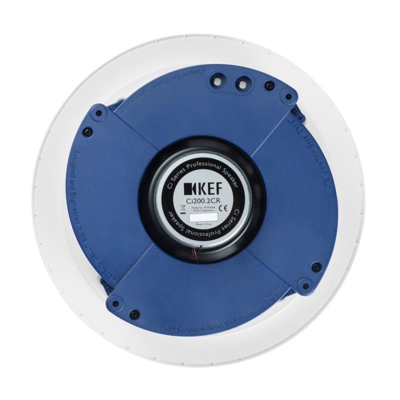 KEF Ci200.2CR in-ceiling speaker rear view showing chassis and model label