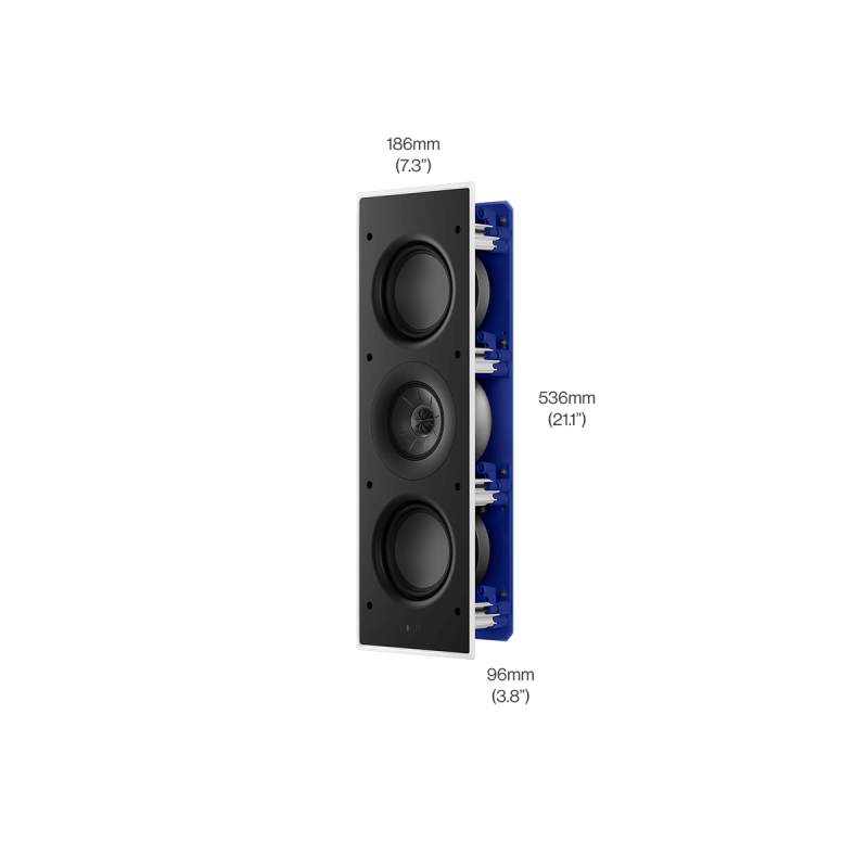 KEF Ci3120QLM-THX front and side measurement diagram