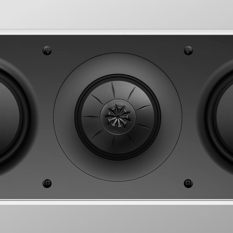 KEF Ci3120QLM-THX close-up detail of Uni-Q driver and bass drivers