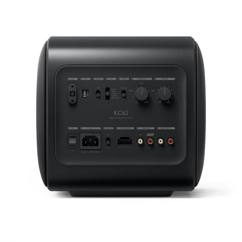 KEF KC62 Subwoofer Carbon Black — rear panel close-up