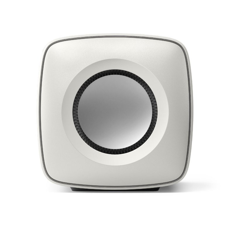 KEF KC62 Subwoofer Mineral White — front driver view