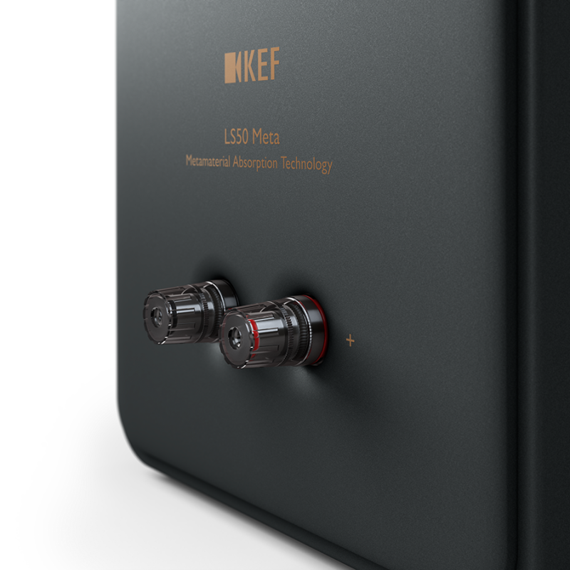 KEF LS50 Meta Bookshelf Speakers Carbon Black (Pair) — rear panel and binding posts