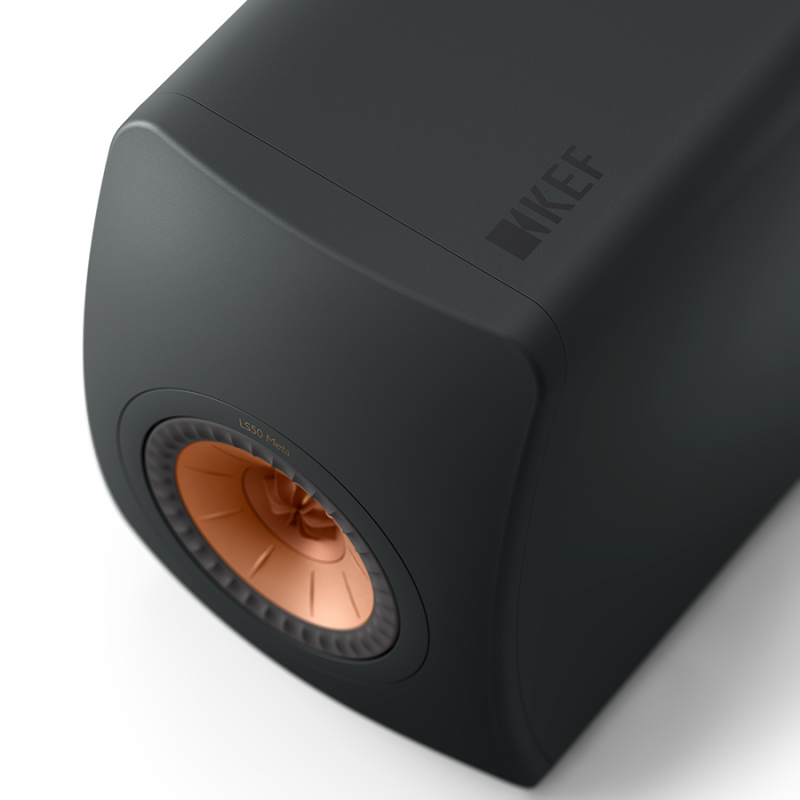 KEF LS50 Meta Bookshelf Speakers Carbon Black (Pair) — top angle view