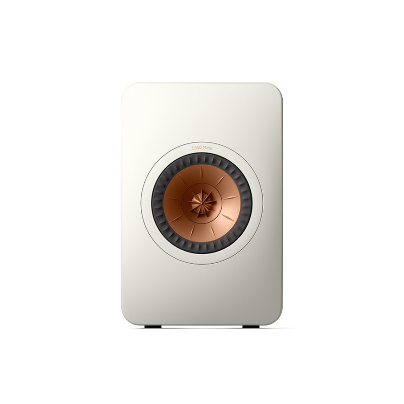 KEF LS50 Meta Bookshelf Speakers Mineral White (Pair) — front view